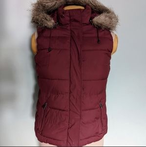 Burgundy puffy vest